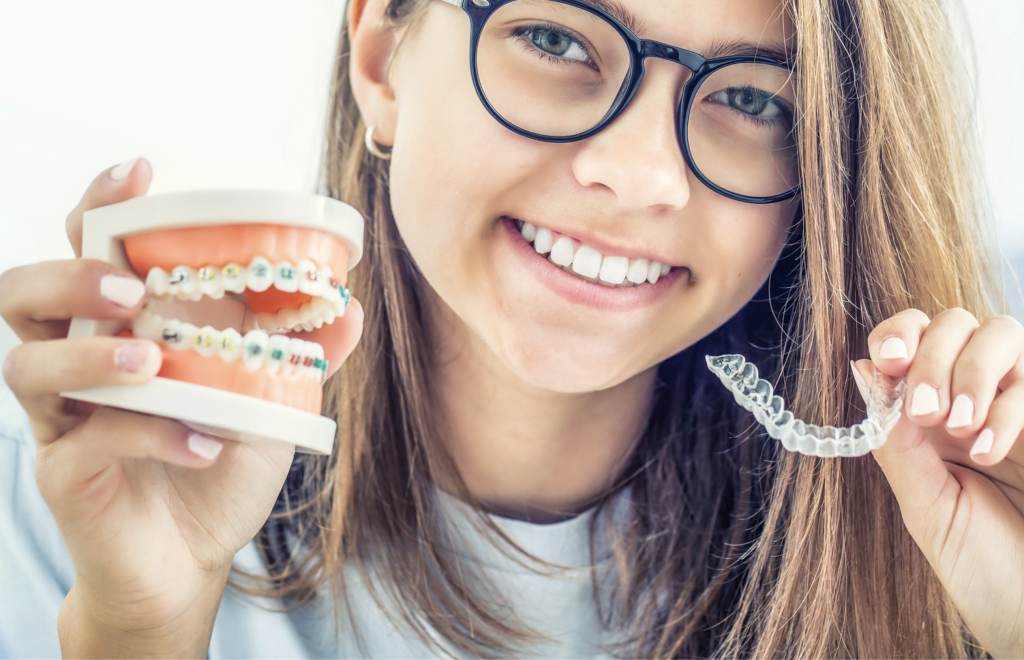 Showing the visual difference between Invisalign and Braces